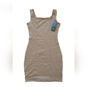 Wild Fable Women's Camel Sleeveless Seamed Bodycon Dress Size Small Short NEW